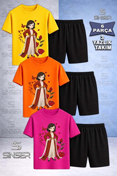 SS SİNSER Children's Jyn Anime Yoresel Custom Printed Crew Neck 3-Piece T-Shi...