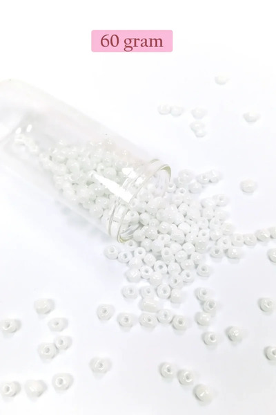 Generic Brand Bulky Glass Sand Beads Large Size (6/0) 4 mm - 60 Grams - Snow ...