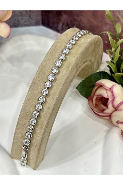 MASAL TAKI&AKSESUAR Xuping Round Stone Waterway Bracelet (0.5mm Silver 17-19cm)