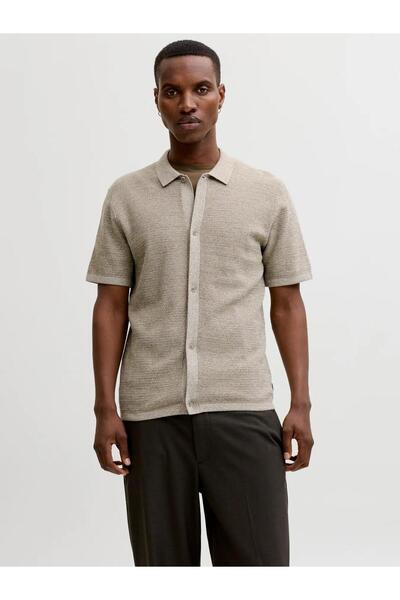 Jack & Jones قميص بولو رجالي بني من Jjegeorge Knıt Ss Sn 12288253-Coriander