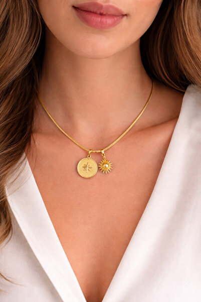 Belasso Steel Gold Color 2-Strand Women's Necklace