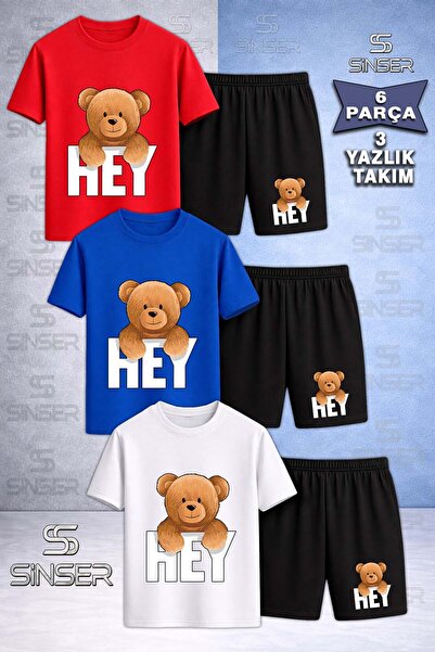 SS SİNSER Children's Bear with a Message on His Back Special Printed Crew Nec...
