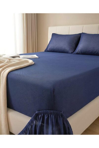 Venüs Elastic Combed Cotton Bed Sheet Navy Blue Single Size 100×200 Bed Sheet