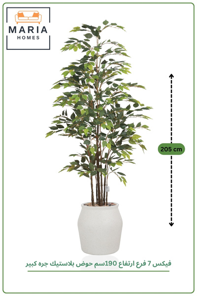 MARIA HOMES Artificial Ficus Tree with Plastic Pot – 205 CM