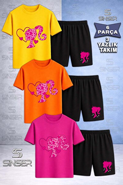 SS SİNSER Children's Princess Head Heart Patterned Custom Printed Crew Neck 3...