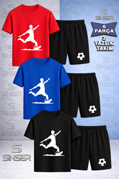 SS SİNSER Children's Football Player White Custom Printed Crew Neck 3-Piece T...