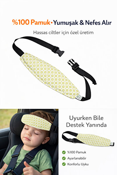 RUKİYE YAVUZ Pamuk Pazen Child Car Seat Head Support Belt 100% Cotton Adjusta...