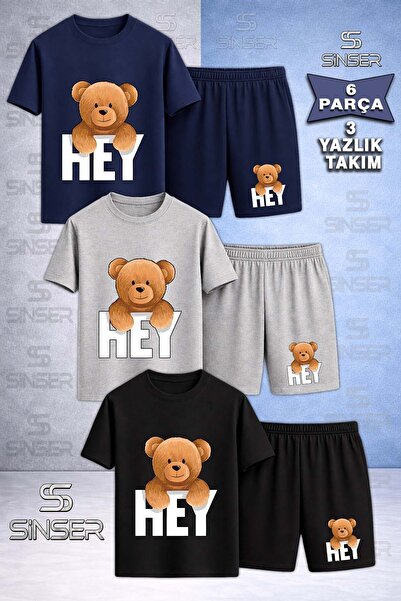 SS SİNSER Children's Bear with a Message on His Back Special Printed Crew Nec...