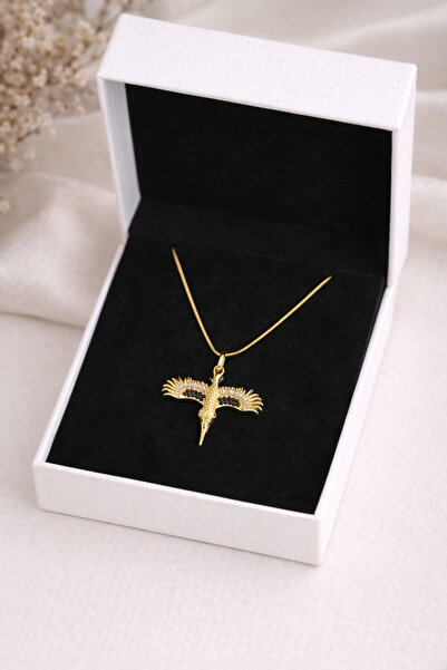 Belasso Steel Gold Color Bird Figured Women's Necklace