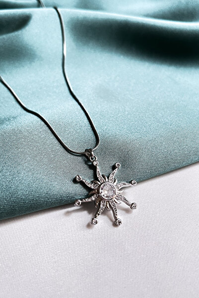 Berilya Aksesuar Steel Sun Pendant with Center Stone