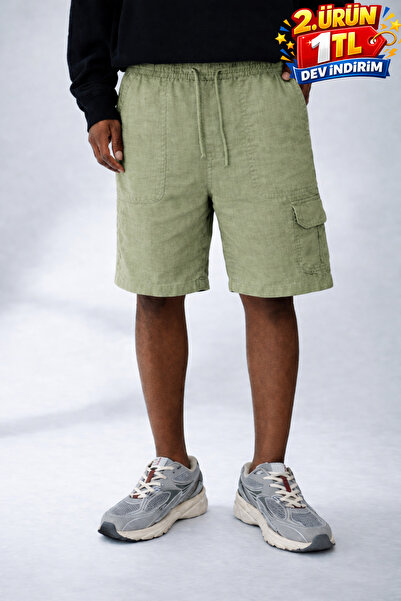 DAMGA JEANS Σορτς - Πράσινο - Ελαστικό