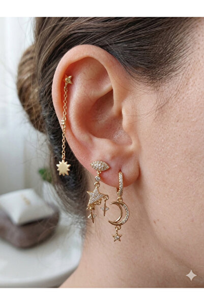 lavante butik kendini özel hisset North Star 3-Piece Earring Set Moon Star Wo...