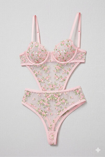 NO BRAND Çiçek Desenli Bodysuit