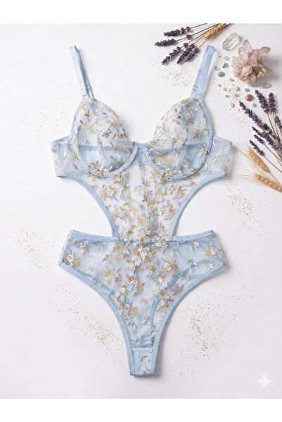 NO BRAND Çiçek Desenli Bodysuit