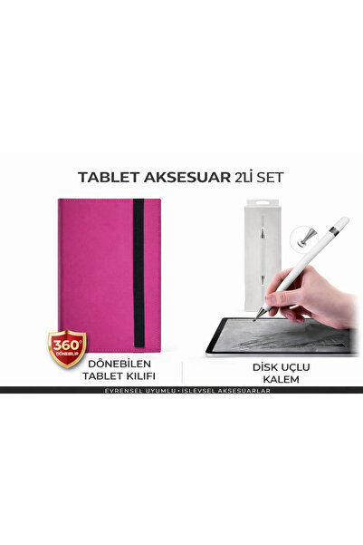 ebulduk General Mobile E-tab 20 Üniversal Dönerli Standlı Tablet Kılıfı + Sty...