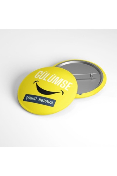 Beyaz Penguen Gülümse Çünkü Bedava - 58mm Rozet