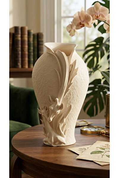 END Design Giraffe Patterned Embossed Vase – Artistic Decorative Object (Pla ...