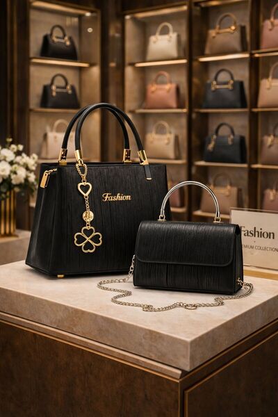 YADE MODA Γυναικεία τσάντα ώμου και χειρός; Σετ 2 τσαντών με γκλίτερ, λουράκι...