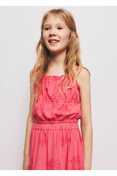 MANGO Kids İşleme detaylı pamuklu bluz