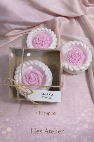 HES ATELIER Lavanta Kokulu Gül Mum Hediyelik | Söz, Nişan & Nikah İçin El Yap...