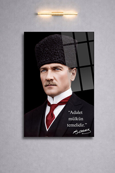 HMDS CONCEPT "Adalet Mülkün Temelidir." Mustafa Kemal Atatürk Cam Tablo 467