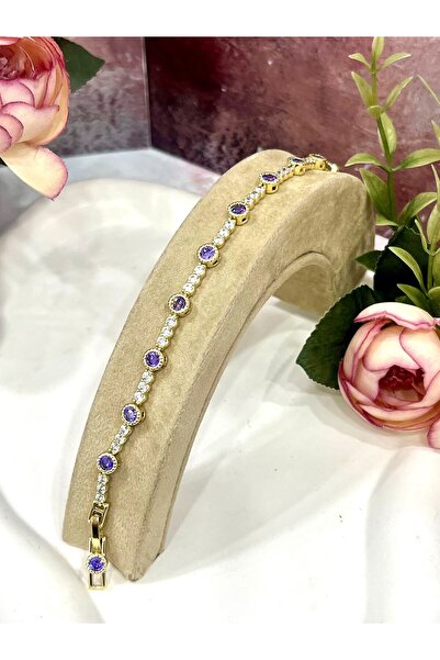XUPING JEWELRY VIP Seri Işıltılı Beyaz Taşlı Su Yolu Bileklik (Gold14k/17-19m)
