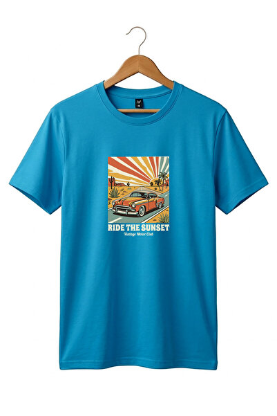 onsrawear تي شيرت قطني أساسي مطبوع عليه سيارة ريترو من Ride The Sunset للجنسين