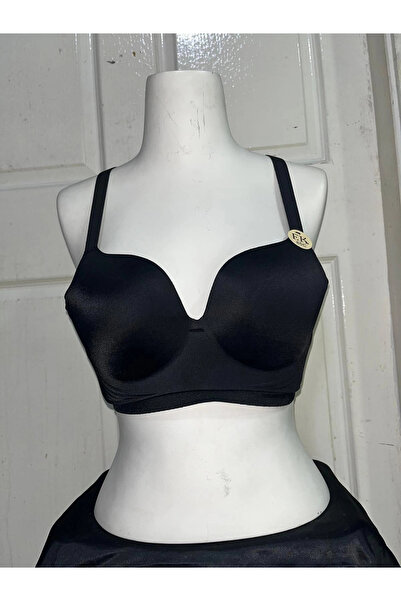 F.K Women's C Cup Unpadded and Underwire-Free Laser Cut Black Bra