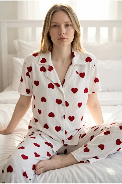 Pijamacs Σετ πιτζάμες Pegasus με κοντά μανίκια και σχέδιο κόκκινης καρδιάς σε...