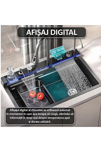 OEM Πολυλειτουργικός νιπτήρας 75x46εκ. με 2 καταρράκτες, οθόνη θερμοκρασίας κ...