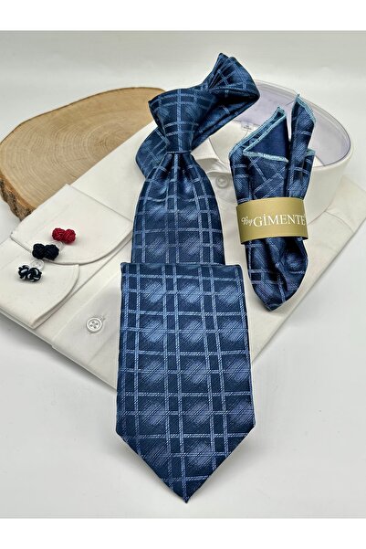 Gutiero Classic Tie with Blue Patterned Handkerchief