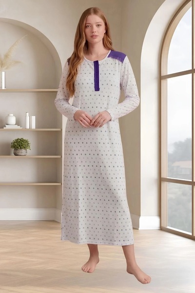 By Mecit Pijama Νυχτικό plus size - Μωβ - Μακρύ