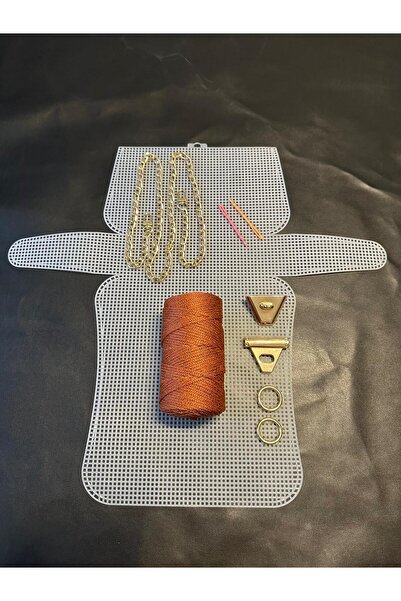 VELORİA BAG & SCARF BÜYÜK Plastik Kanvas Polyster Makrome İpli Çanta Yapım Ki...