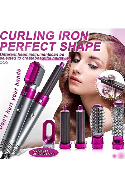 Shopi 5 in 1 Hot Air Styler Electric Blow Dryer Comb Curling Wand Detachable ...