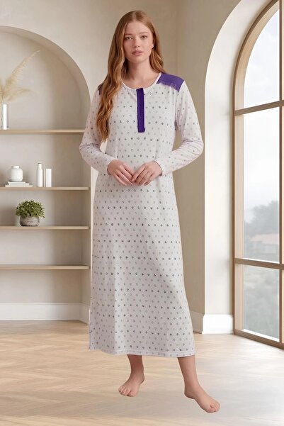 Mecit Pijama Νυχτικό plus size - Μωβ - Μακρύ