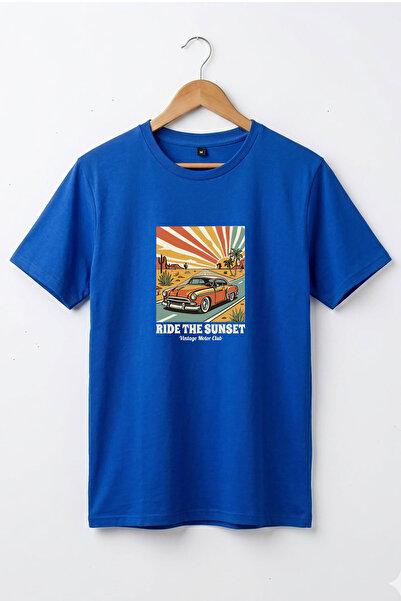 onsrawear تي شيرت قطني أساسي مطبوع عليه سيارة ريترو من Ride The Sunset للجنسين