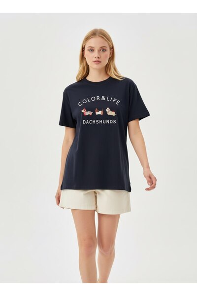 Noi Belis Πλεκτό μπλουζάκι με λαιμόκοψη ποδηλάτου και ζωικό σχέδιο SS26TS0066