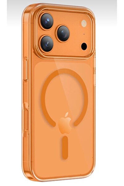 Retro iPhone 17 Pro Max Magsafe Kılıf Turuncu Mika Sararmaz Pc Sert İnce Kılı...