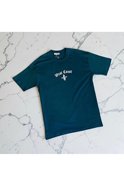 Petrol Yeşili Baskılı T-Shirt
