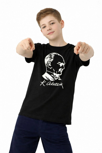Generic Brand Boy's Ataturk Printed T-Shirt Short Sleeve Crew Neck T-Shirt - ...