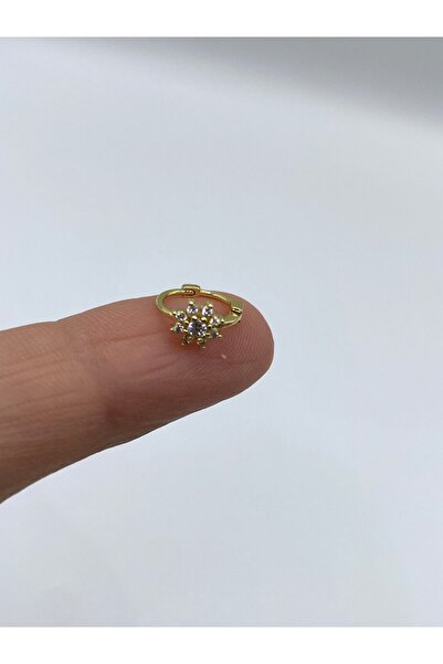 kurukafagift Halka Zirkon Taşlı Çiçek Piercing Çelik Helix Kıkırdak