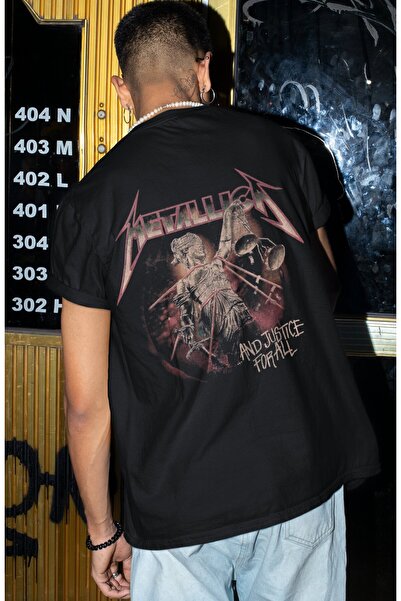 SEVBANO Tricou oversize unisex cu imprimeu pe spate Metallica Rock Metal Musi...