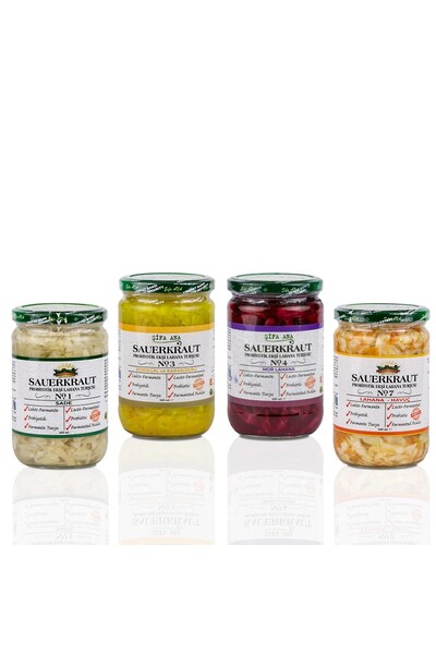FERMENTE ATÖLYE 4 Adet Probiyotik Sauerkraut Turşu Çeşitleri (4x660CC)