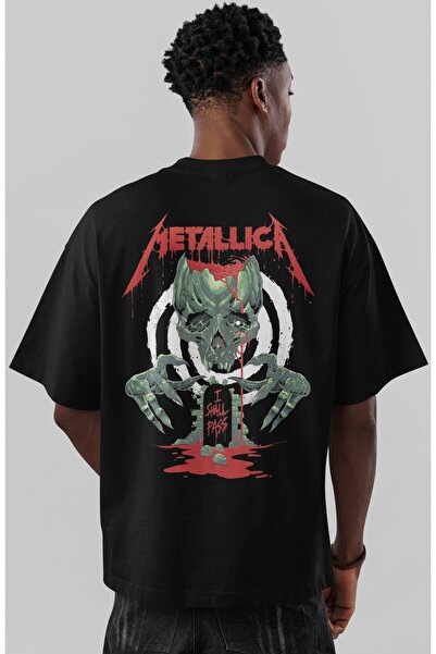 SEVBANO Tricou oversize unisex cu imprimeu pe spate Metallica Rock Metal Musi...