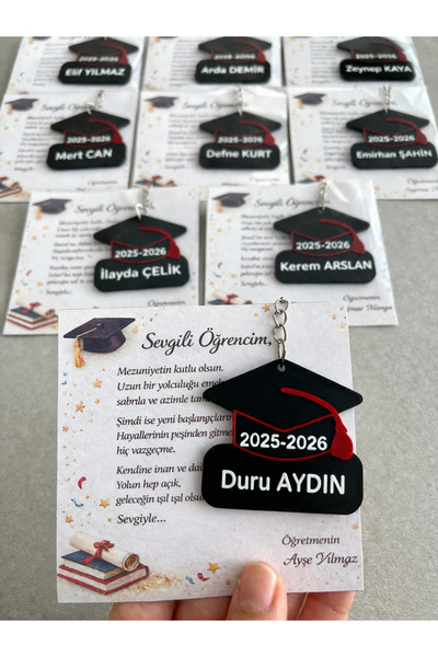 Kal Studio Kişiye Özel İsimli Mezuniyet Tasarımlı Anahtarlık - Mezuniyet Hedi...
