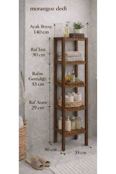 KOVANCI MARANGOZ DEDE 140 CM LİK AHŞAP BANYO DÜZENLEYİCİ DEKORATİF RAF ÇOK AM...