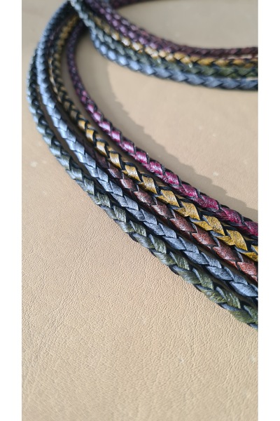 Nemma Deri Hakiki Deri Yuvarlak Örgü 4 mm 1 Metre (5 Adet Çok Renkli) - Bilek...