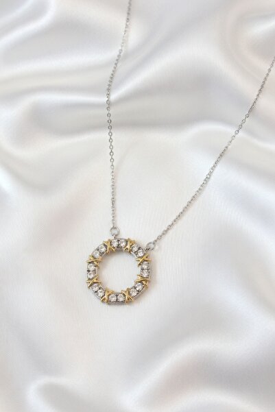 Jadem Gold 316L Stainless Steel Silver Color Zircon Stone Gold Detail Xoxo Wo...