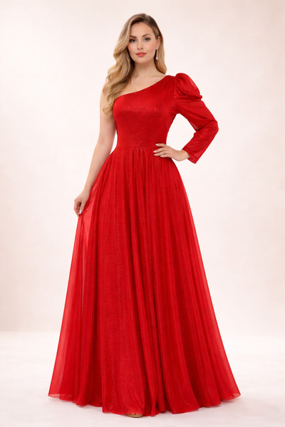 IŞILTI Βραδινό φόρεμα plus size - Κόκκινο - Basic