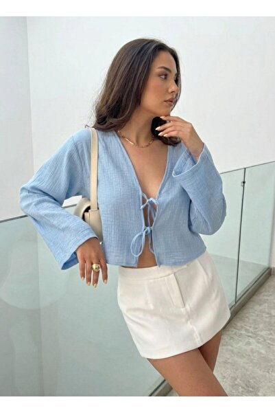 Noi Belis Κιμονό με λεπτομέρεια δέσιμο σε σχήμα V και υφαντό σχέδιο SS26BZ0147